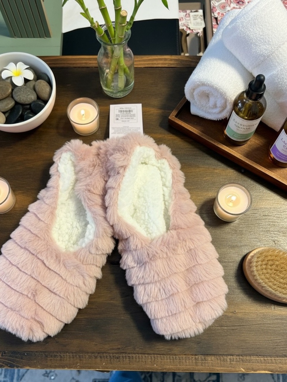 Auden Plush Fleece Slippers in Blush Pink